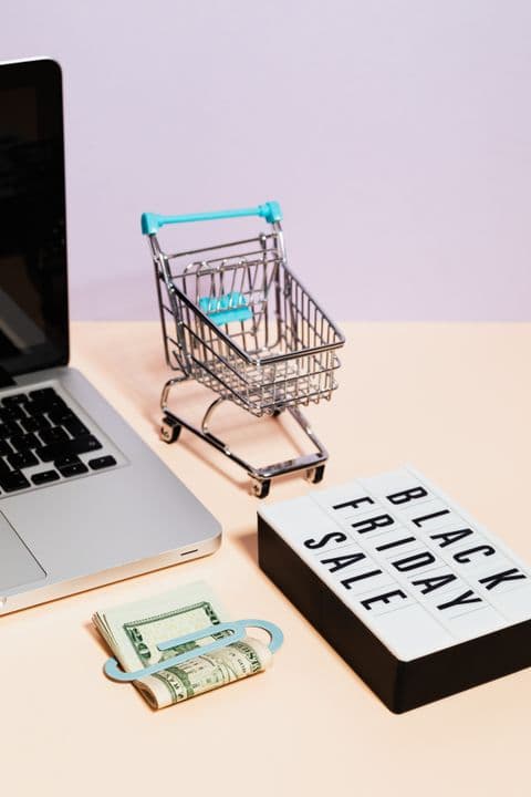 Black Friday sale signage with a shopping cart