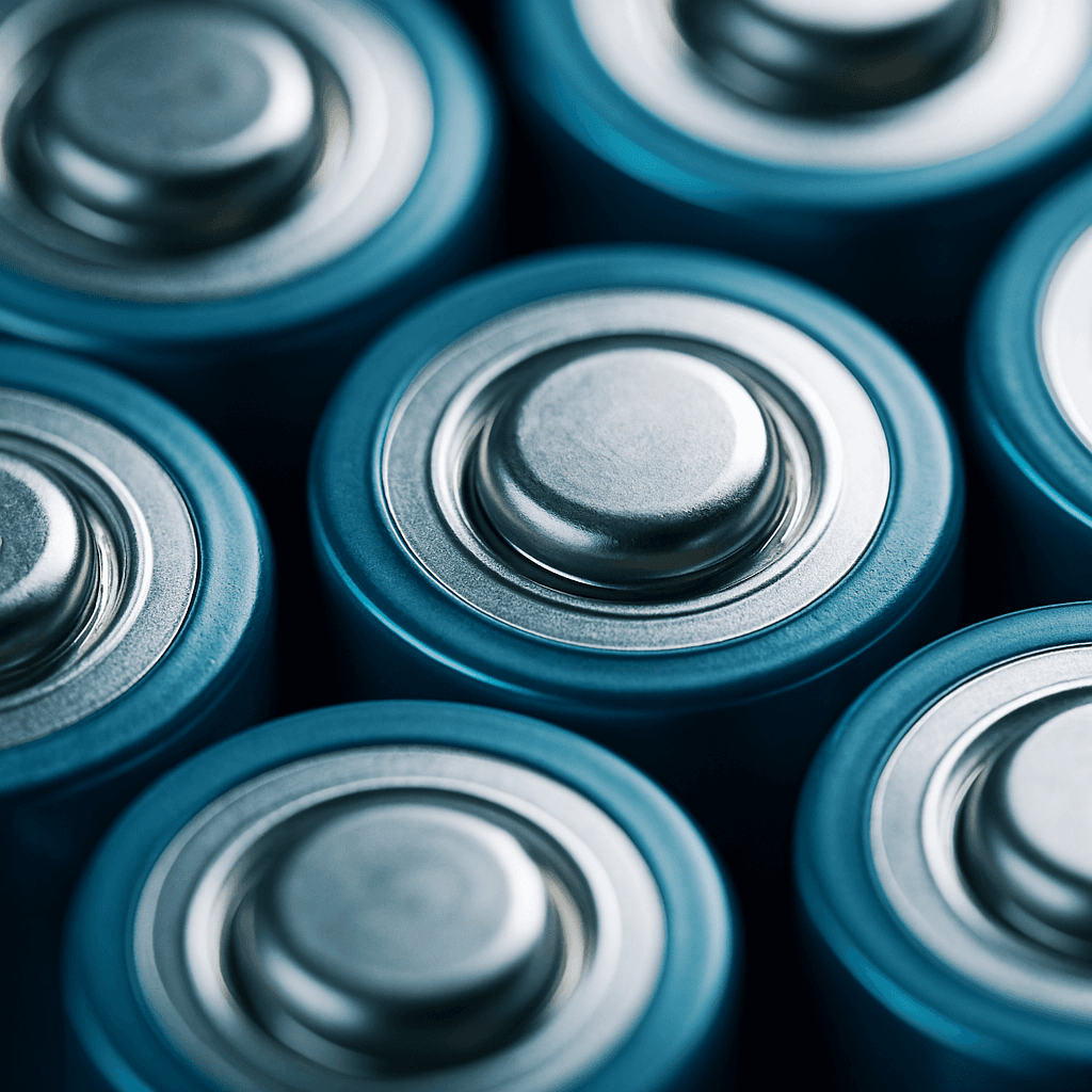 Close-up of lithium battery cells
