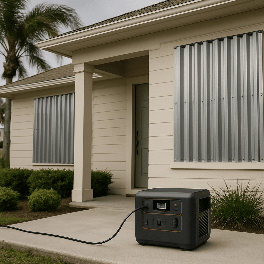 A Florida home preparing a power station before a hurricane