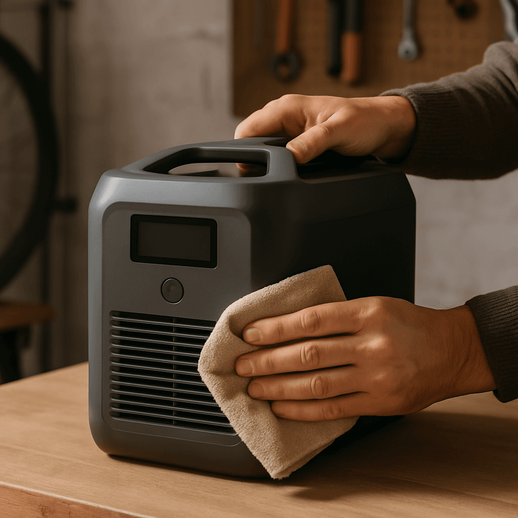 Cleaning the vents of a portable power station